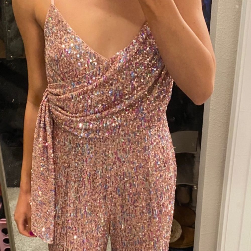 Revolve Jumpsuit Pink with Sequins SAYLOR